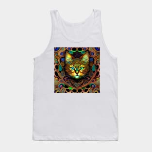 Cat Art Nouveau Psychedelic Rainbow Jewelry Tank Top